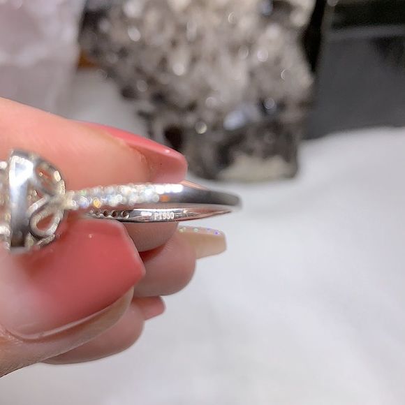 4ct tw square halo round brilliant bridal ring set - Picture 8 of 12